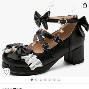 Oxfords Bow Beaded Buckle Sweet Lolita Girl Chunky Heel Round Toe Mary Jane